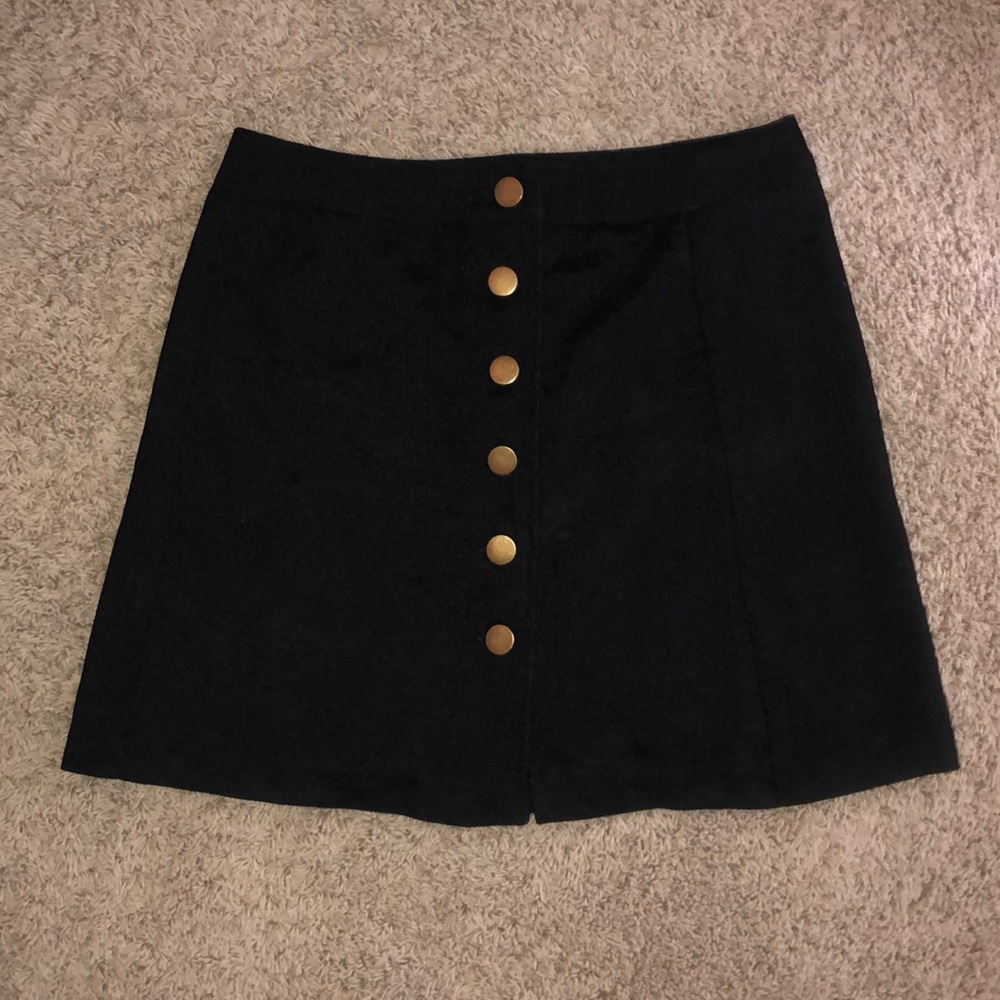 Black Button Mini Skirt